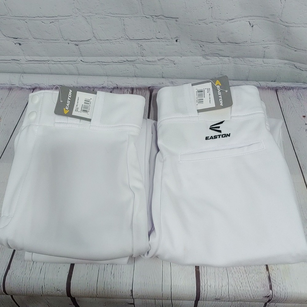 2pr Deluxe Easton Athletic Sport Pants White Adult Sz Small 100% Polyester